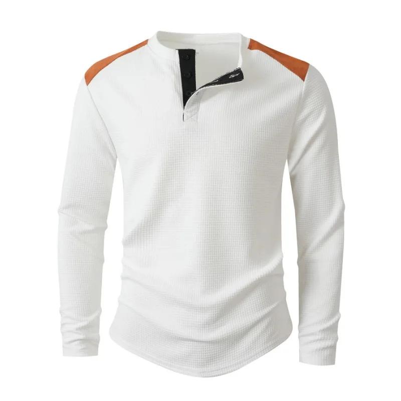 High Collar Buttoned Round Neck Long-sleeved Sweatshirt New Men's Outdoor Casual Versatile Two-color