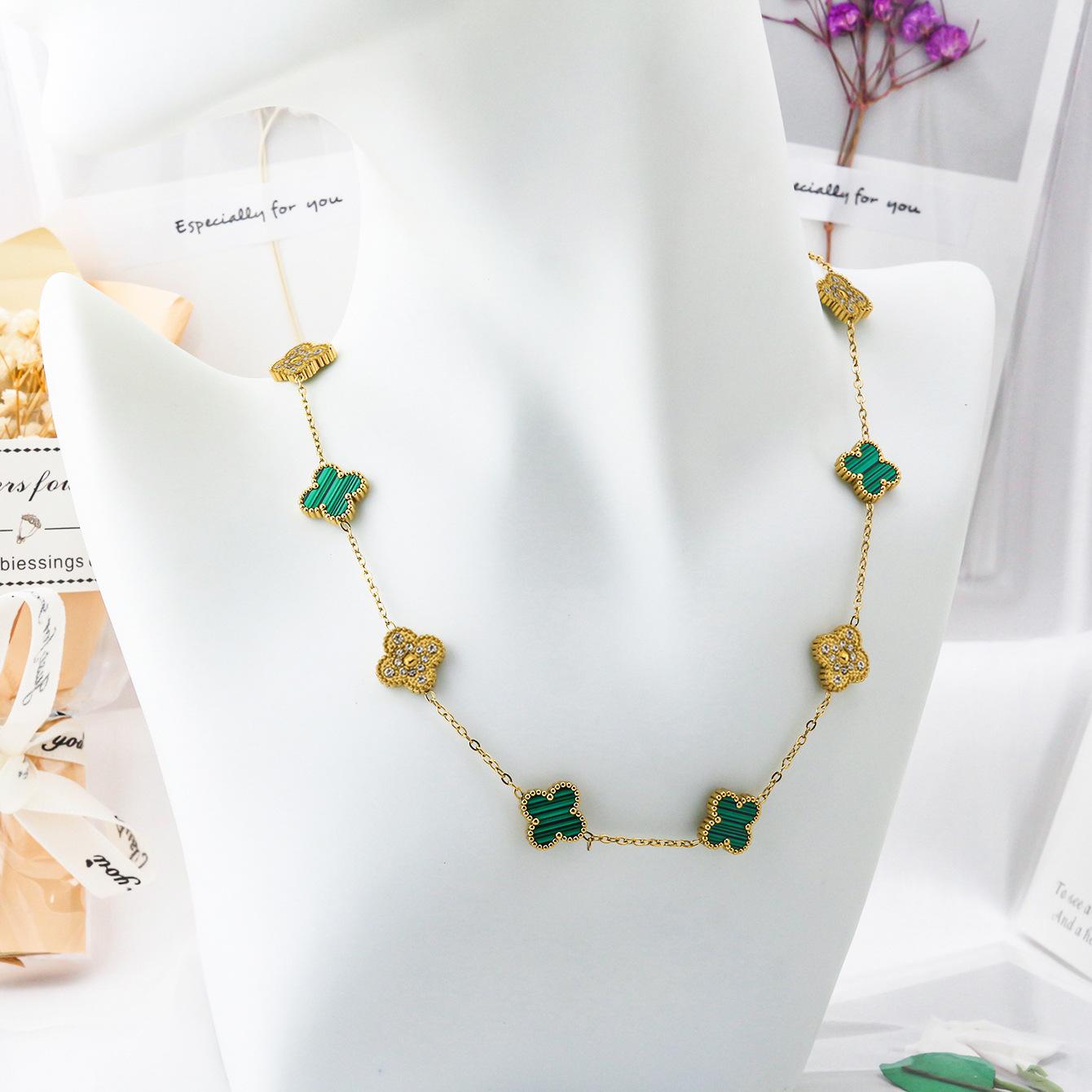 

13 мм Двусторонняя 10-цветковая Блестящая Подвеска «Четырехлистный клевер» Высококачественная Не выцветающая Женская Цепочка для свитера Цепочка для ключицы