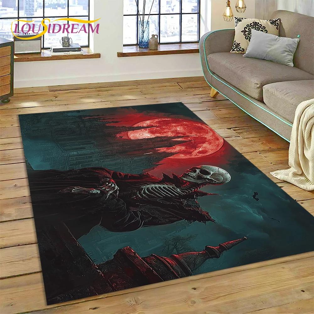 Style Gothic Horror Character Skull Ghost Spirit Carpet Rug for Bedroom Living Room Home Sofa Decoration, Decor Floor Mat
