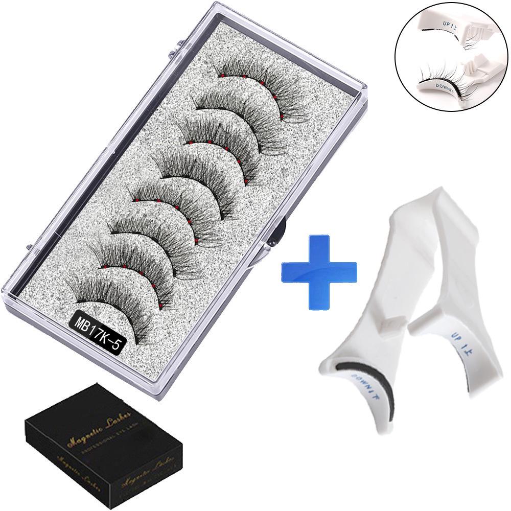 Two Pairs of Magnetic False Eyelashes with Curler - No Glue Needed, European & American Thick Style.