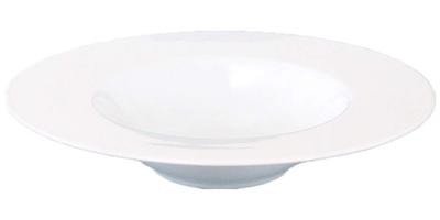 26,5 cm tiefer Suppenteller, Jardin, Weißes Porzellan, mit konkavem Design, Mino-Keramik, für Pasta und Suppe.