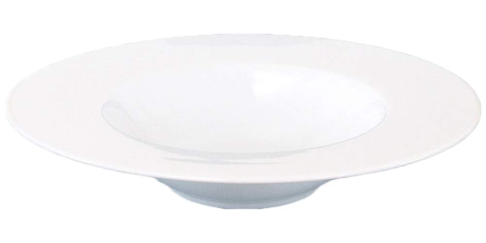 Jardin 24cm Deep Soup Bowl, White Porcelain, Mino Ware, with a Dimple, Perfect for Soup or Pasta