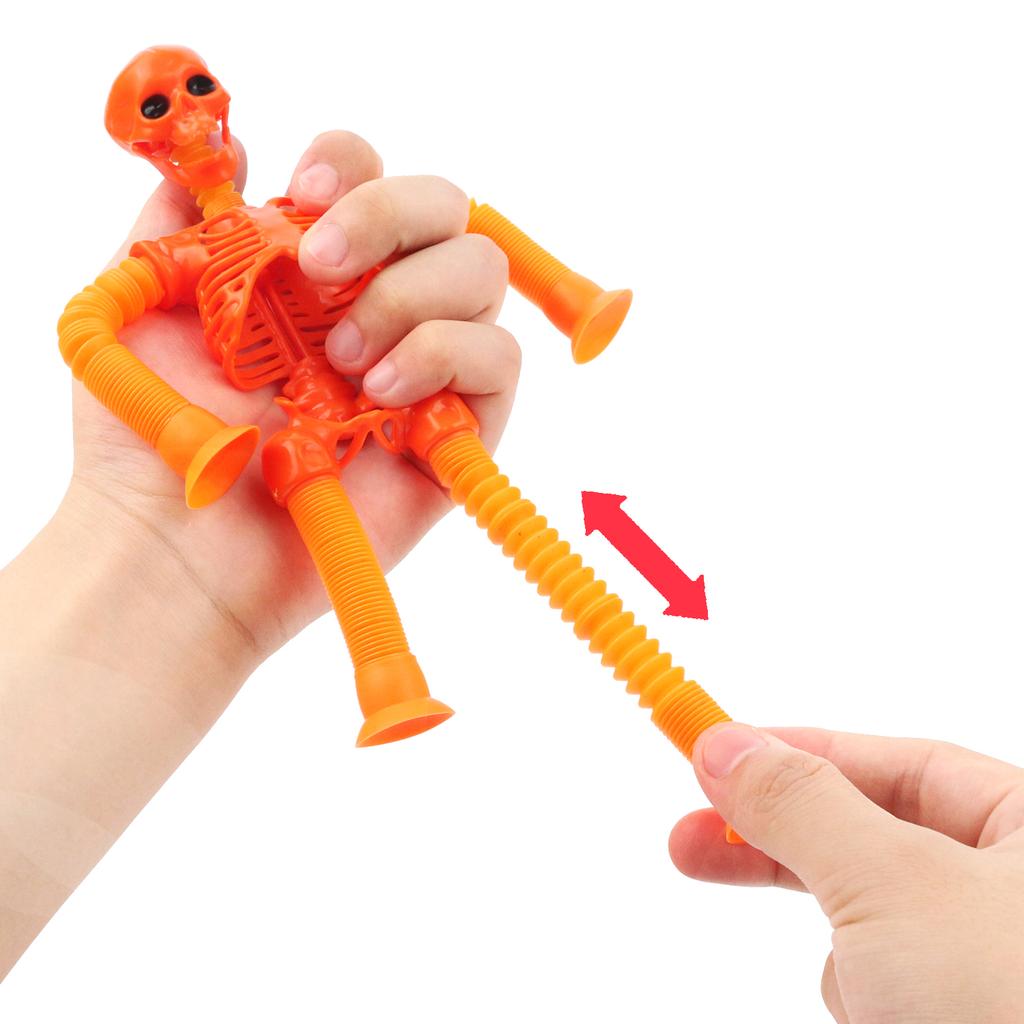Versatile Telescopic Pull Tube Skeleton Halloween Decompression Toy Prank And Funny Skeleton Skeleton Color Random