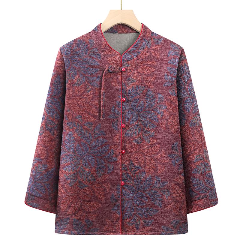 

Grandma s Autumn Long-Sleeve Jacket: Women’s Tang Suit for Middle-Aged & Elderly 5XL (145-160 jin)