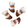 4PCS Pet Cold-Proof Anti-Slip Warm Fuzzy Fleece Dog Boots Rain Snow Puppy Shoes Pet Four-legged Shoes