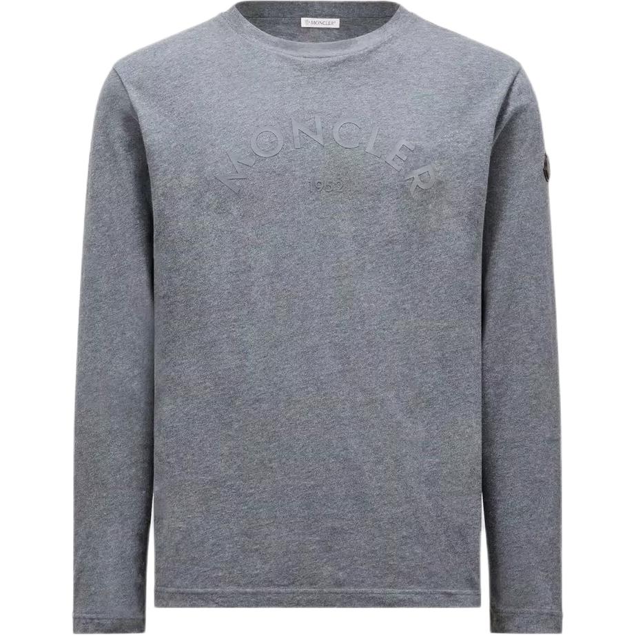 Moncler Super Doux Texture Maille Unie Logo Lettre Manches Longues T-Shirt Homme Hauts Gris Foncé J20918D0001889AQX989 M gray