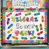 School Back To Season Theme Colorful Crayon Pattern Decorative Card Stickers