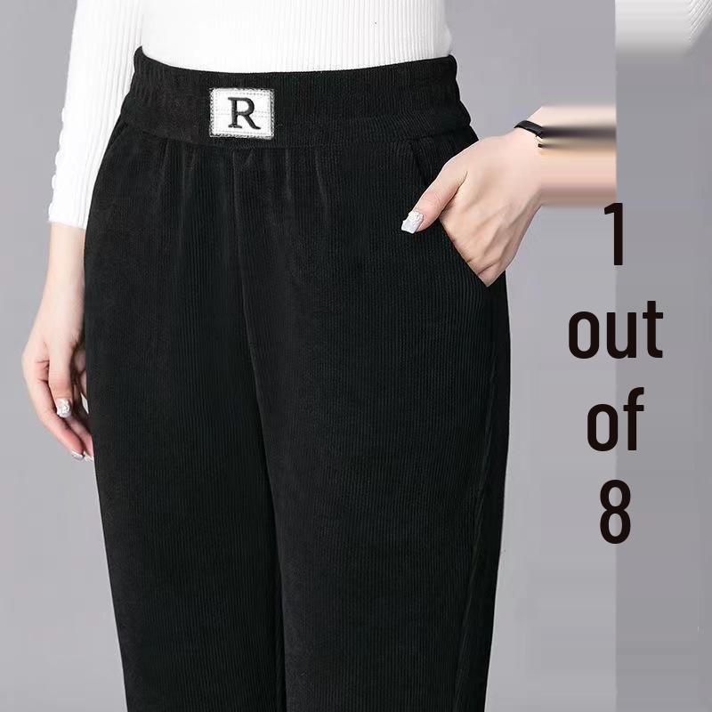 

700г Надзвичайно Товсті Шенілові Штани-Гарем: Жіночі зимові повсякденні штани прямого крою на флісовій підкладці 5XL - 145-160 jin