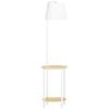 Lampă de podea cu 2 rafturi, Lampă de stativ, Comutator la picior, 40 W, E27, Natural + Alb