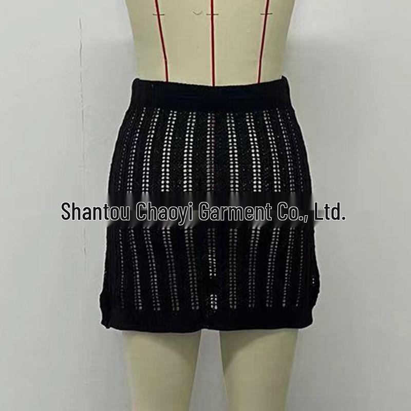 Sexy Sheer Knit Beach Cover-Up Dress with Waist Tie