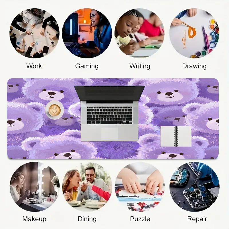 Purple Bears Xl Gaming Mouse Pad Nonslip Rubber Base Stitched Edge Waterproof Desk Mat For Pc Laptop Gamer Office Computer Accessories C92757