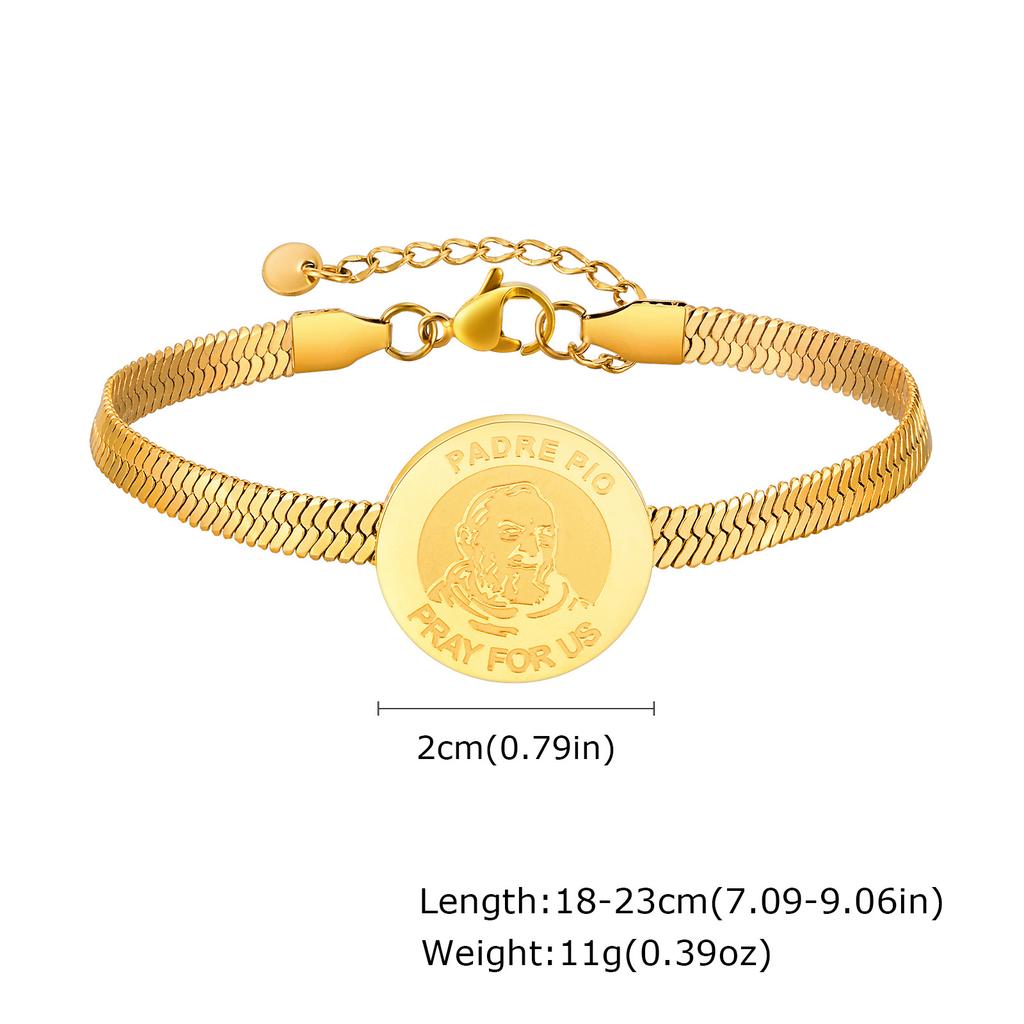 Vnox Einzigartige Edelstahlarmbänder für Damen Herren, Padre Pio Katholischer Heiliger Runde Accessoire Armbänder, Religiöses Schmuckset Geschenke