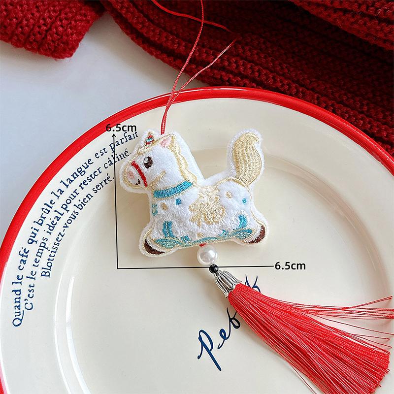 1Pcs Chinese Style Pony Zodiac Schoolbag Pendant Year Of The Horse New Year Festive Doll Ornament Keychain