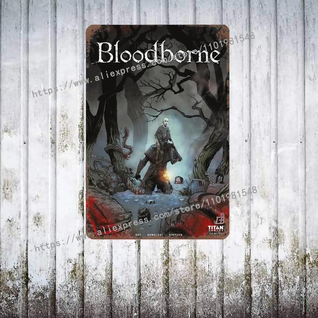 Bloodborne Video Game Metal Decor Poster Vintage Tin Sign Metal Sign Decorative Plaque for Pub Bar Man Cave Club Wall Decoration