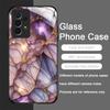 Elegante Custodia in Vetro Temperato con Texture Marmo Cristallo Viola per Samsung Galaxy S25 Ultra S24 S23 Plus S22+ S21 S20 FE Cover