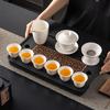 High-grade suet jade white porcelain ink bowl cover kung fu tea set gift box, a complete set of bowl cover ceramic souvenirs