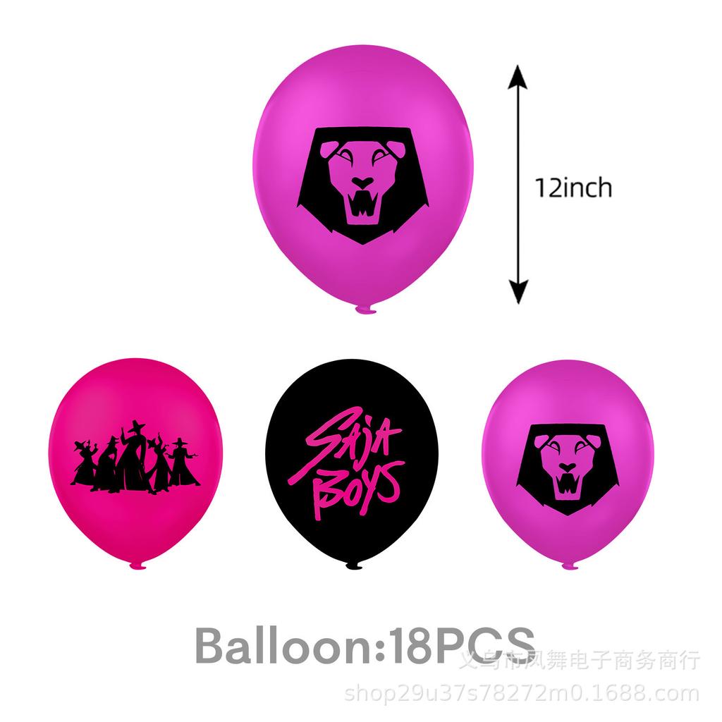 Popular Demon Hunters Themed Birthday Party Supplies Disposable Tablecloths Party Paper Plates Paper Cups Balloons