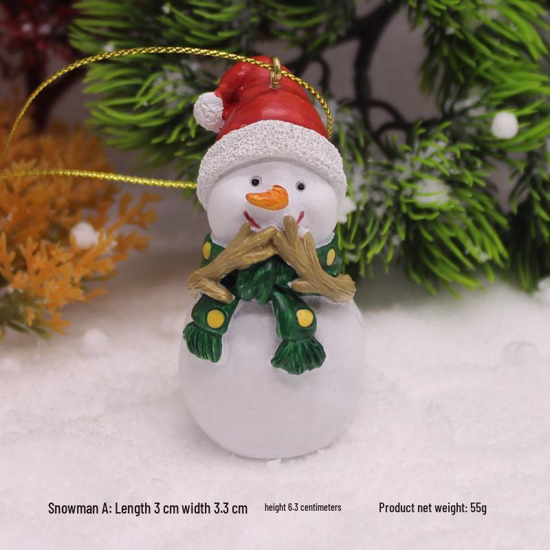 Santa Claus and Snowman Figurines with Christmas Ornaments, Brown Bear Gift Bag & Micro Landscape Pendant