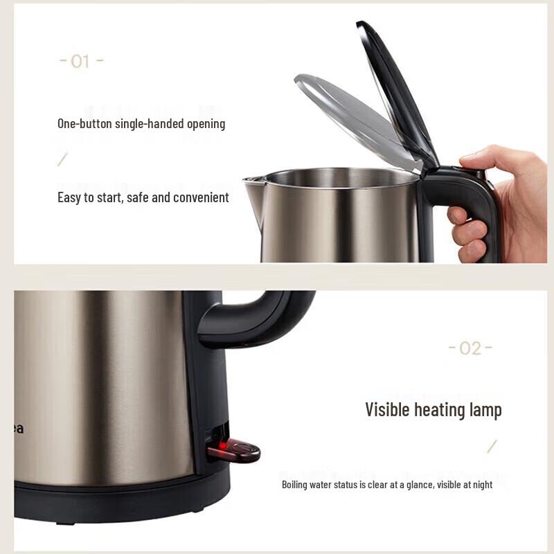 Midea 2L 316L Stainless Steel Double-Layer Anti-Scald Electric Kettle CN plug (adapter included)