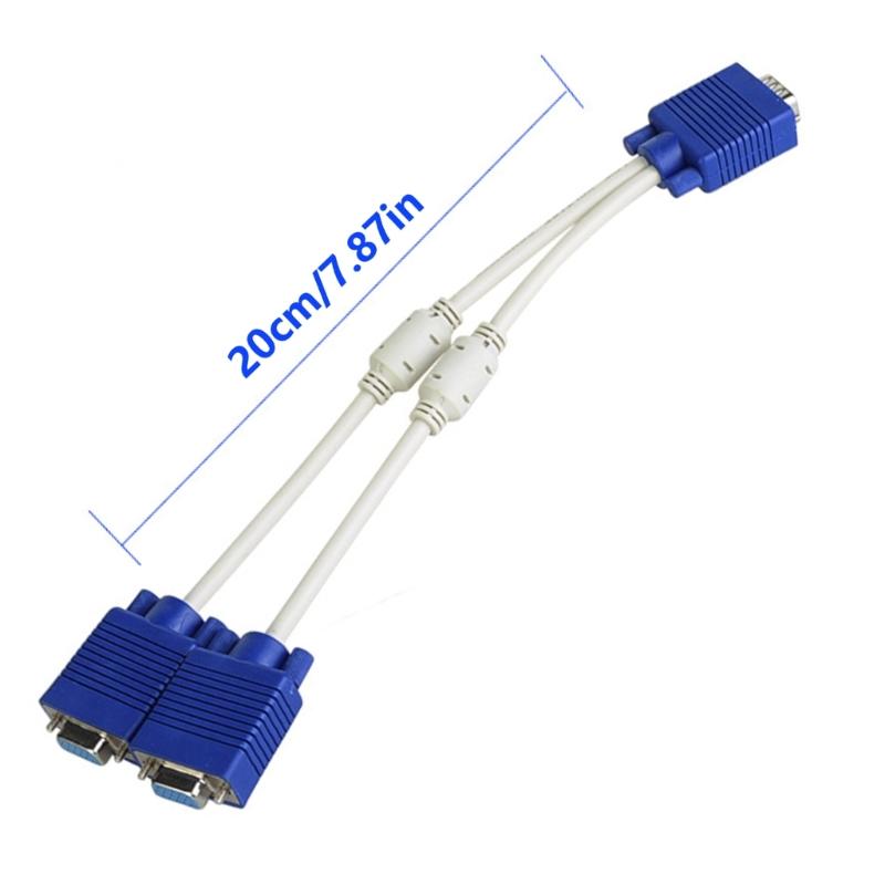 High Resolution 1080P VGA 1 Male to 2 Female Video Cable Adapter Cord for Double Monitors Output and Easily Wiring