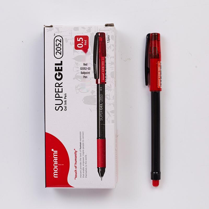 Korea Monami 0.5mm Semi-Needle Tip Black Gel Pen for Exams, Water-Based, Model 2052 0.5mm красный