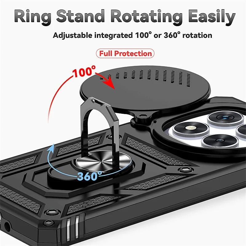 Custodia Armatura Antiurto Per Xiaomi Redmi Note 14 Pro 5G 4G Supporto Anello Magnetico Auto Copertura Scorrevole Obiettivo Fotocamera Per Redmi 14C Funda