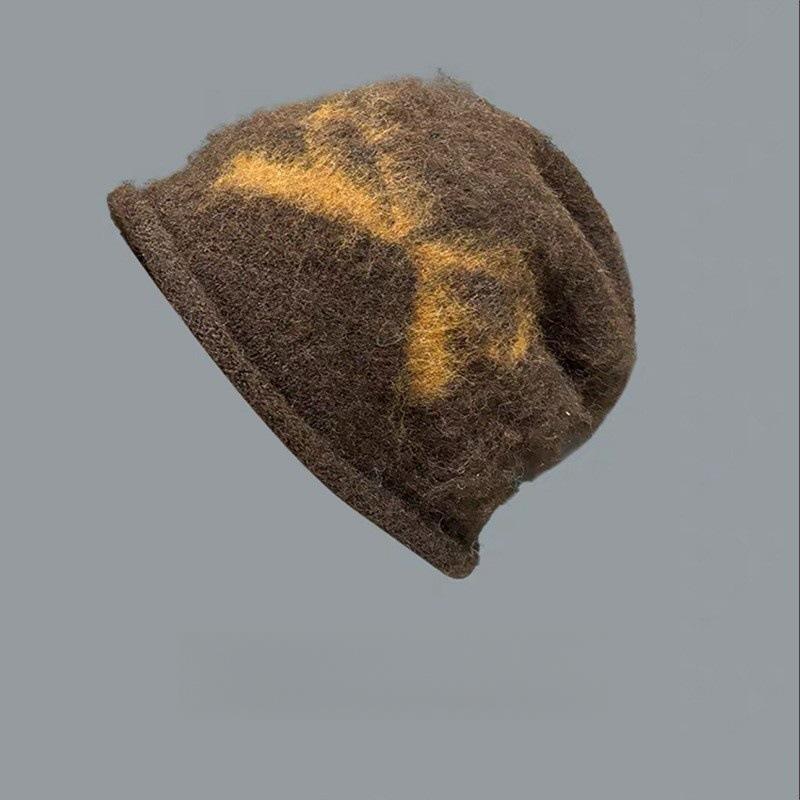 Autumn and Winter Jacquard Bow Brushed Hats for Women Warm Ear Protecting Headscarves  Cold Hats  Trendy Korean Style Knitted Hats
