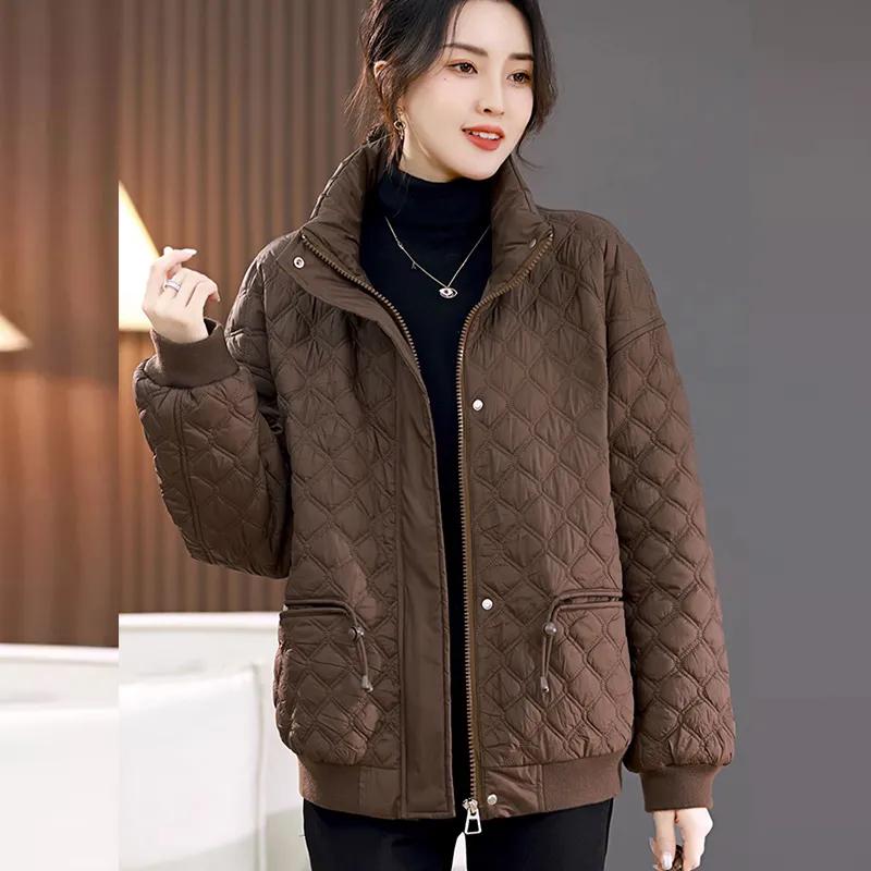 Women's Plus Size Short-Length Thickened Winter Jacket Solid Color Simple Plus Size Pocket Jacket