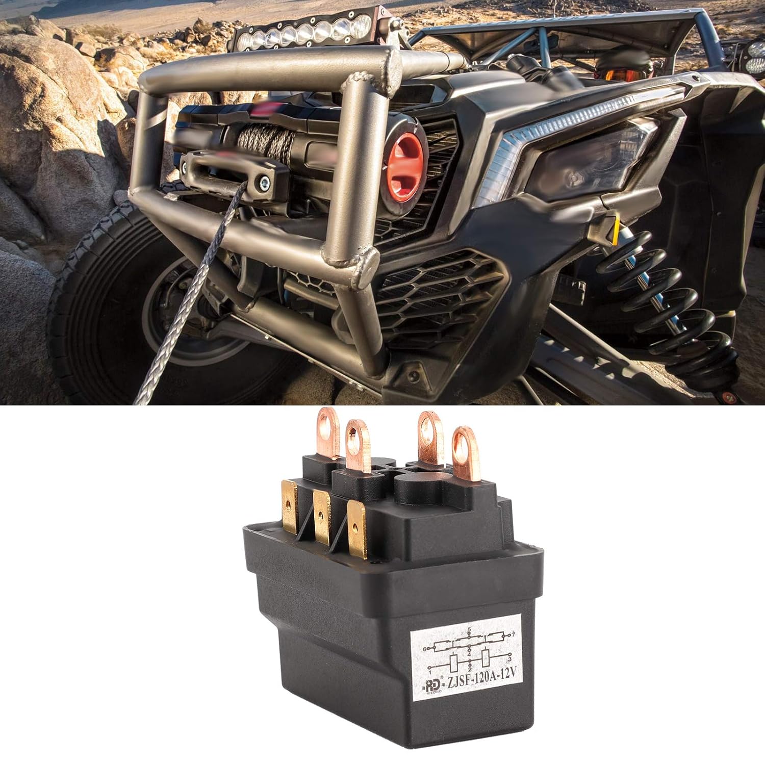 Qiilu Winch Solenoid Relay Contactor, Winch Solenoid Relay Contactor 12V 120A Steel Universal for ATV UTV 4X4 Vehicles