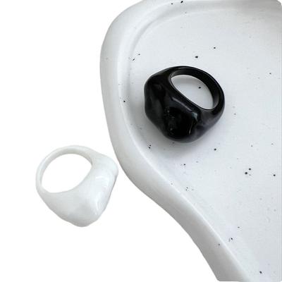 Irregular Shape Geometric Resin Ring Plastic Asymmetric Statement Jewelry Finger Ring  Women Men