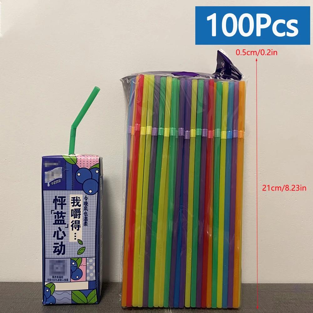 50-3000PCS Black&Colorful Drinking Straws Party Rietjes Kunststof Beverage Straw Milk Tea Kitchen Accessory Wholesale