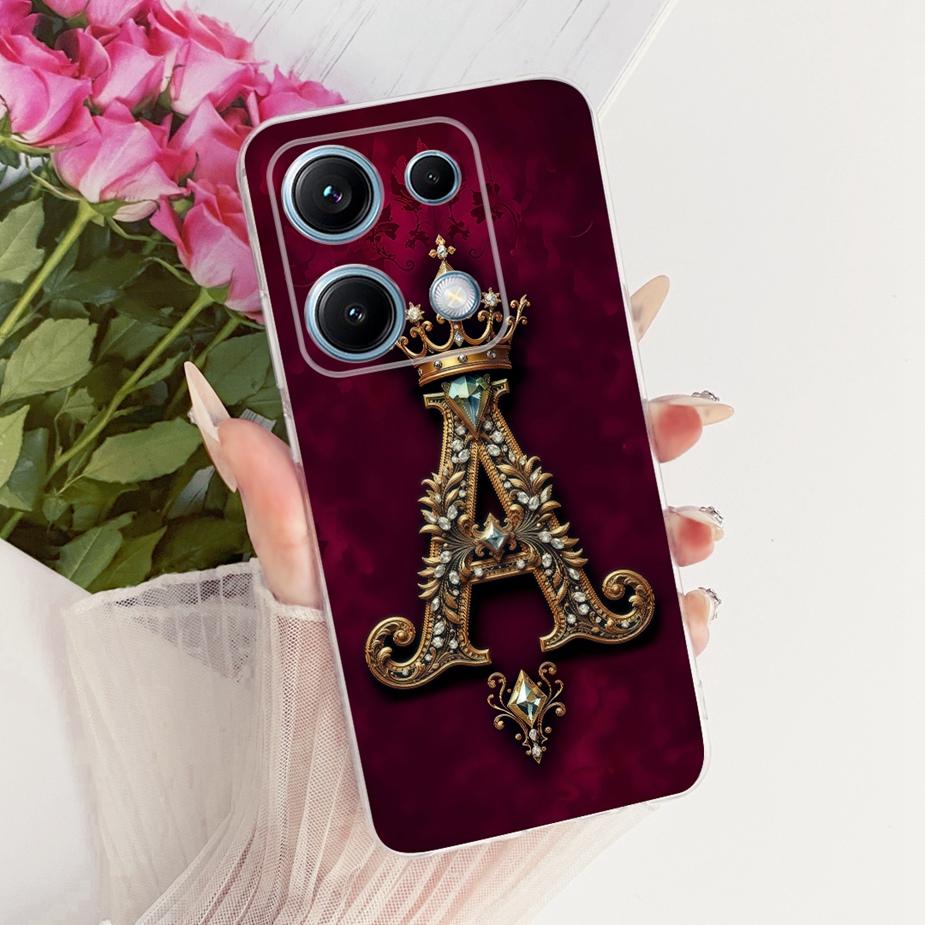 For Xiaomi Redmi Note 14S 4G Case Cute Crown Letters Cover Soft Slim Phone Case For Xiaomi Redmi Note 14S Note14S 4G Fundas Bags