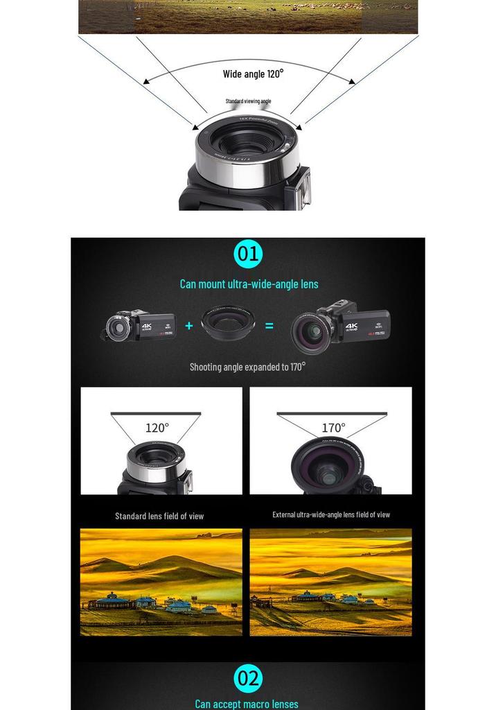 4K Digital Camcorder with WiFi Remote, 3.0-inch Touchscreen & Green Screen for Live Streaming.