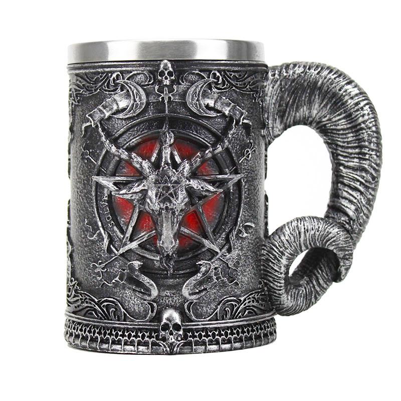 Baphomet Pentagram Horn Goblet Wine Glass Gothic Wicca Pagan Mystical Tankard Coffee Beer Mugs 600ml 200ml Mystic Wicca Fan Gift