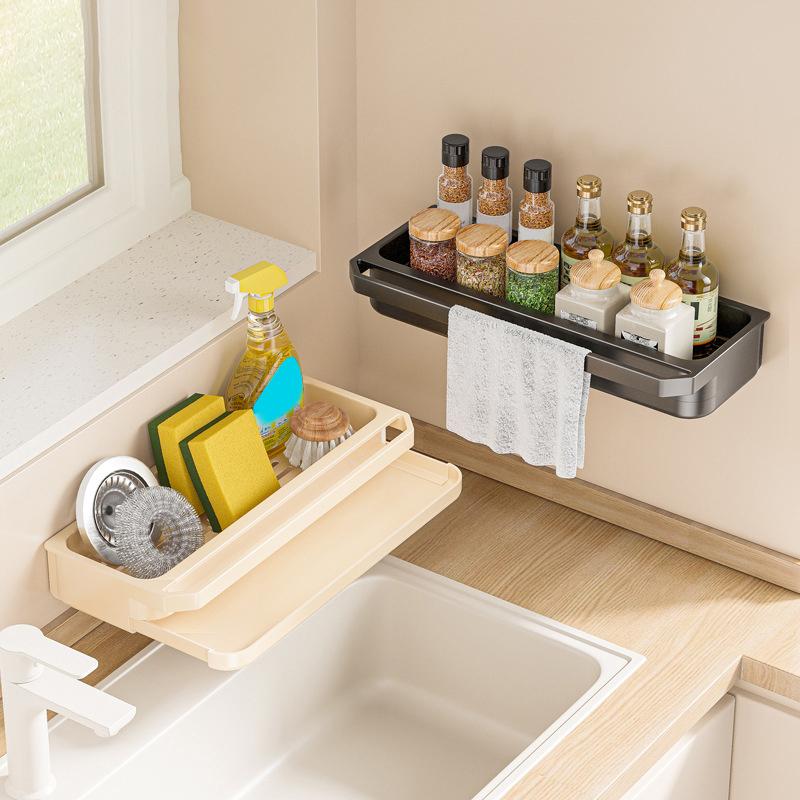 Diskhoorganisatör Avrinningsställ Självdränerande Hylla Svamphållare Disktrasa Kranförvaring Tvålavrinning Kökstillbehör