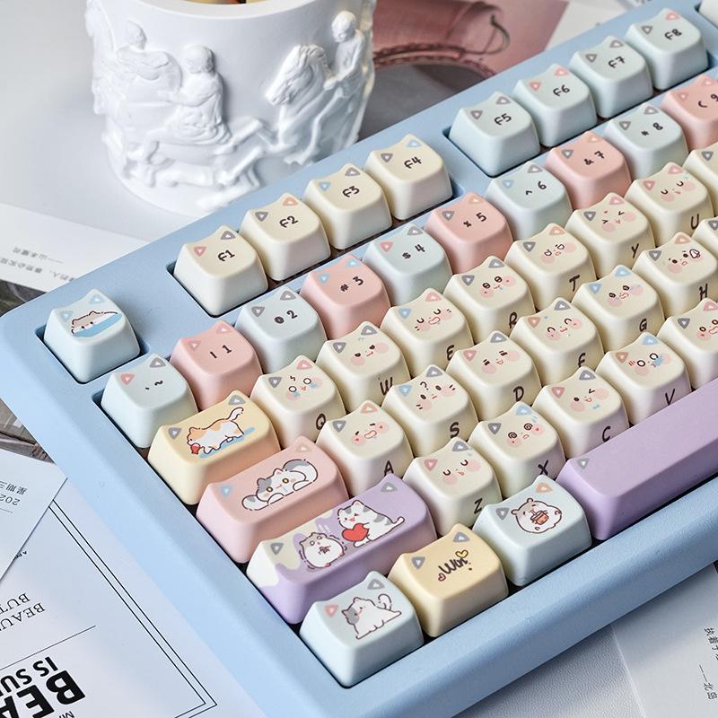 Hide-and-Seek Cat Theme PBT Keycap - Five-Sided Dye-Sublimation for Mechanical Keyboards