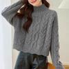 Womens Oversized Turtleneck Knit Sweater With Cable Loose Fit Fall Winter Casual Pullover