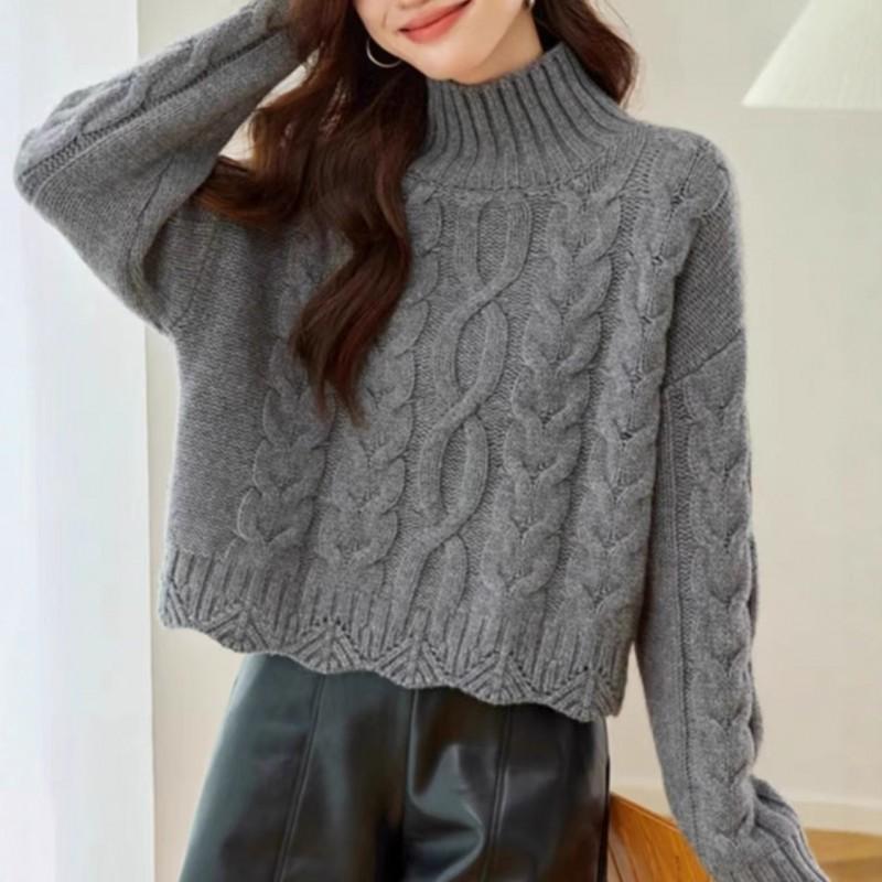 Womens Oversized Turtleneck Knit Sweater With Cable Loose Fit Fall Winter Casual Pullover