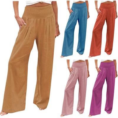 Women's Fashion Loose Casual Solid High Waist Wide Leg Pants Casual Pants