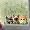 Adesivo Vetro Statico DYS Gatto Farfalla, Decalcomania Decorativa Impermeabile Animale per Finestra, Adesivo Rimovibile Animale Domestico per Camera da Letto Balcone Cucina