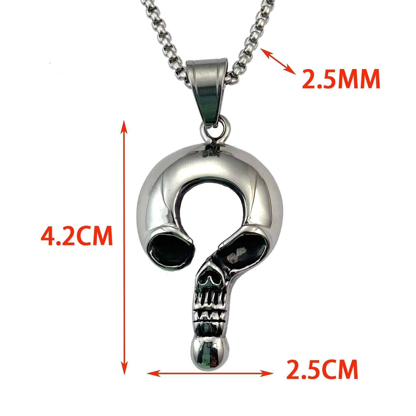 

Хэллоуин Мода Рок Личность Череп Вопросительный Знак Нержавеющая Сталь Подвеска Титановая Сталь Ожерелье Подвеска Цепь Свитера