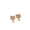18k Gold Plated Zircon Cat Earrings - Elegant Silver Needle Studs for a Luxurious Look