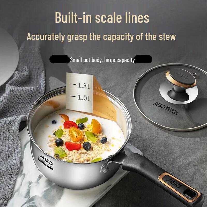 ASD 16cm Stainless Steel Milk Pot & Steamer Set