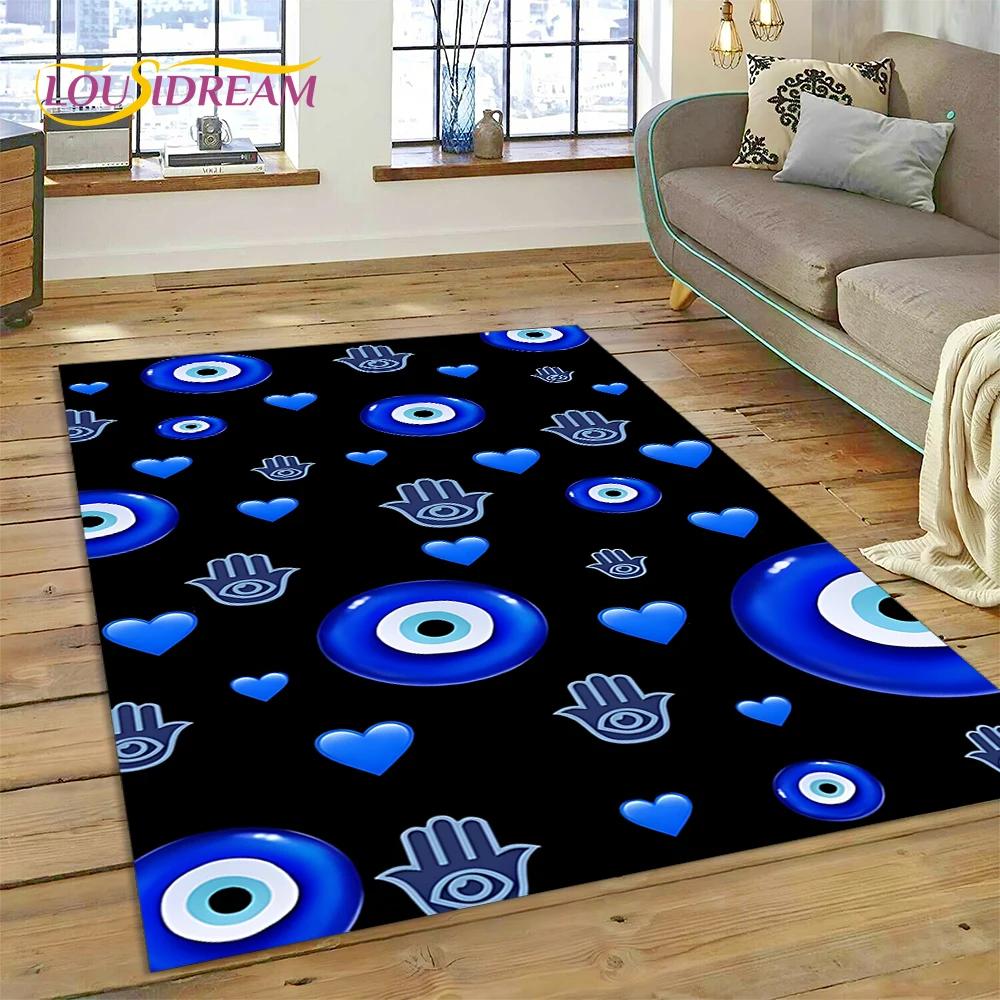 Evil Eye Turkey Blue Nazar Eye of Horus Rug Carpet for Living Room Bedroom Decor,Floor Mat Non-slip Decoration for Sofa Doormat