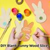 24pcs/set Unfinished Easter Rabbit Craft DIY Color Blank Bunny Wood Slices  Easter Party Crafts