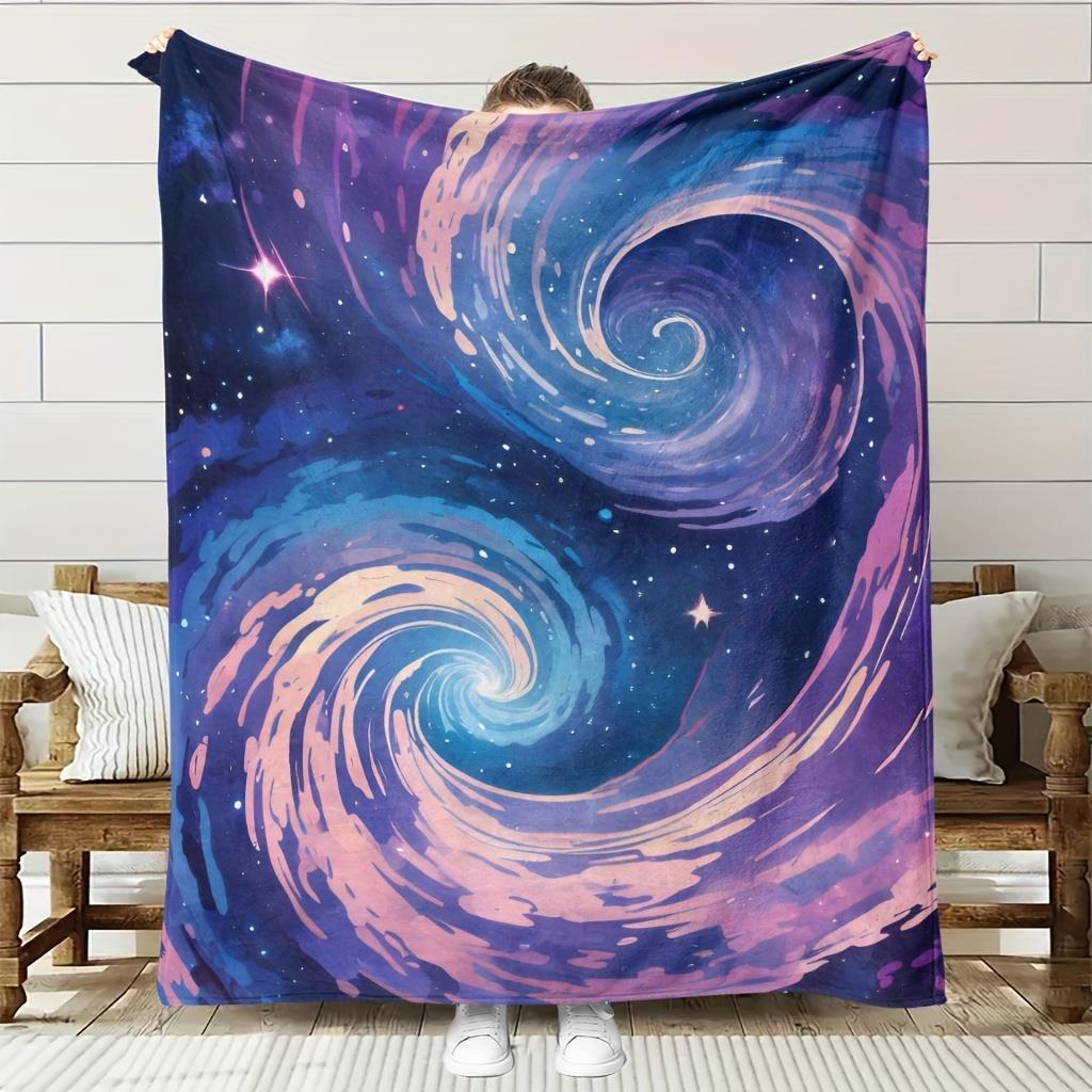 pc Galaxy Throw Blanket Deep Blue Purple Pink Navy Swirls Soft Flannellike Texture AllSeason Couch Bed Bedspread