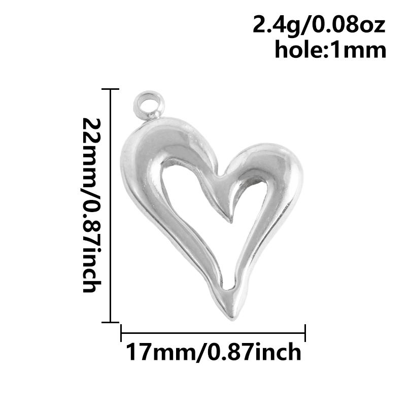 6pcs High Quality Assorted Stainless Steel Heart Charms For Jewelry Making Bracelets Keychain Pendant DIY Women Men Pendant Bulk