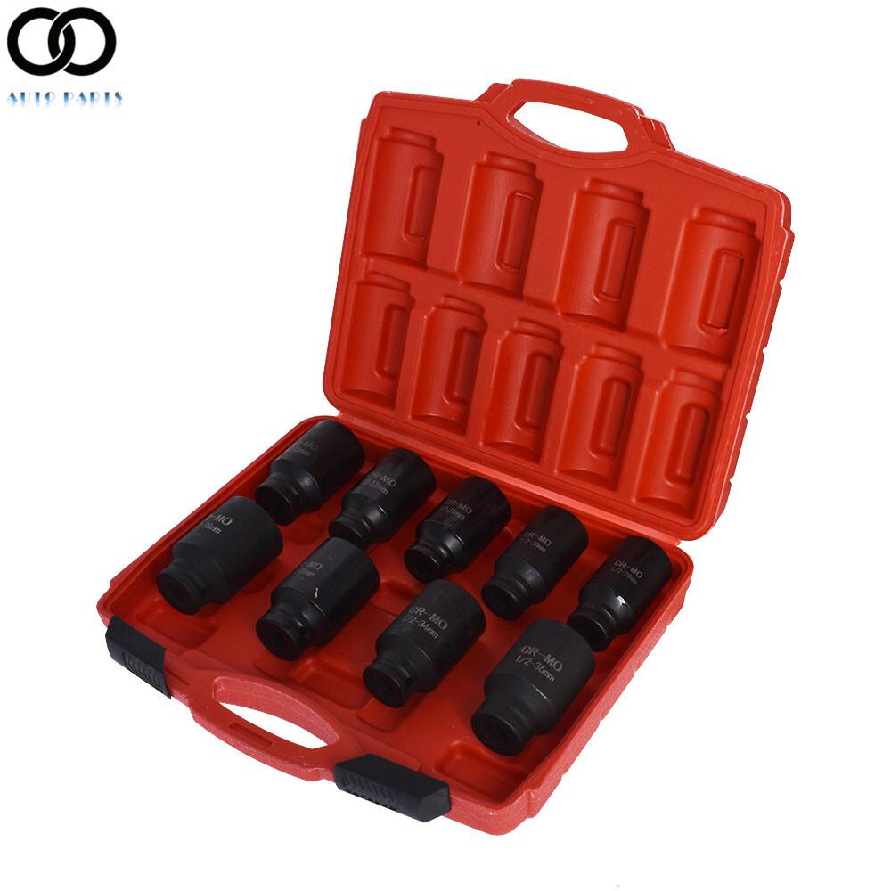 9Pcs 1/2" Drive Deep Impact Socket Set - Metric Axle Hub Nut Sockets 29-38mm