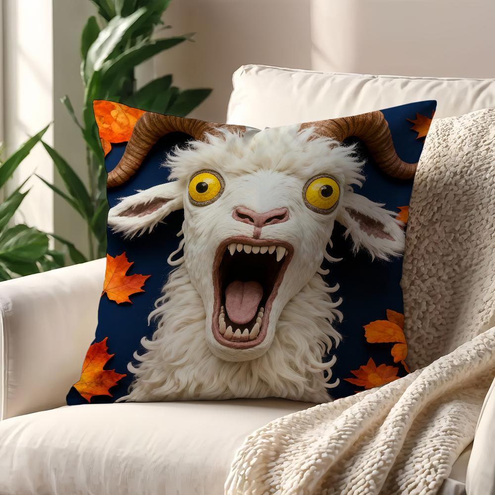 

Funny Spooky Goat Face cushion cover Best Home Office Coffee Pillow Sofa Printing Decoration Room Shop Car Nordic Simplicity Hit 40cm x 40cm