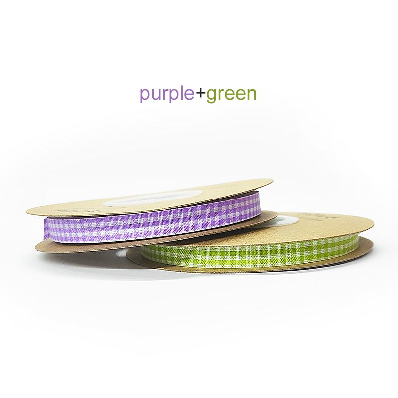 8 Rolls Plaid Ribbon Grid Ribbon Checked Polyester Ribbon 3/8" Fabric Ribbon Roll for Hair Accessories Craft Christmas Gift Wrap